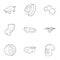 Latest electronic devices icons set, outline style