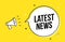 Latest news message megaphone icon offer. Breaking vector speech bubble last news sign