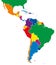 Latin America single states map full color