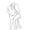 Latin American dances. Elegant couple dancing salsa, bachata. Retro style. Line drawing for printing T-shirts, and