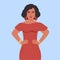 Latin American girl icon. Spanish woman in red dress. Races and nationalities of the world