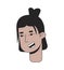 Latin american guy with medium length hair 2D linear cartoon character head