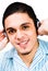 Latin American Man Listening To Headphones