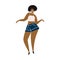 Latin, carribean. african woman dancing, moving having fun.