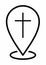 Latin cross, symbol of Christianity. location icon For Multi purpose. Map markers.