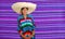 Latin mexican hispanic sombrero poncho woman