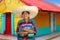Latin mexican hispanic sombrero poncho woman