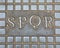 Latin Text SPQR in Rome  Senatus Populusque Romanusthat means