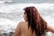 Latina Woman Bare Back Profile Portrait Ocean