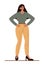 Latino-american businesswoman with her waist. Character wearing business