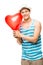 Latino lover with heart love balloon