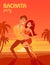 Latino party affiche. Bachata dancer on beach vector illustration