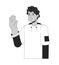 Latino young man saying hello black and white 2D line cartoon character