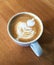 Latte Coffee Art in White Mug Above view