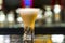 Latte glass on the bar in restaurant