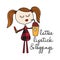 Lattes, lipstick and leggings - Hand drawn vector illustration. Autumn color poster