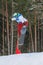 Latvia, city Cesis, Winter, Snowboard championship, snowboarder, race. 2011