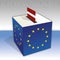 Latvia, European parliament elections, ballot box and flag