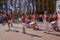 Latvia. A group of street drummers performs on the square at the city`s celebration in Riga.18,08,2018