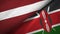 Latvia and Kenya two flags textile cloth, fabric texture