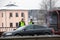 Latvia, Riga - December 1.2017: Municipal police of Riga, Latvia at the place of accident by the car. Smoking electronic cigartes