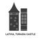 Latvia, Turaida Castle, travel landmark vector illustration