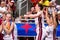 Latvian basketball players cheers up their teammates