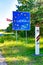 Latvian border with flag waving in the sky