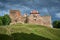 Latvian tourist landmark attraction - ruins of medieval Bauska castle and the remains of a later palace. Bauska city, Latvia