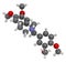 Laudanosine papaver alkaloid molecule. 3D rendering. Atoms are represented as spheres with conventional color coding: hydrogen (