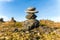 Laufscalavarda, a lava ridge, surrounded by stone cairns - Iceland