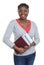 Laughing african american student with books