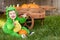 Laughing baby in dragon Halloween costume