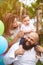 Laughing beard father with family