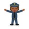 Laughing Black Policewoman Character