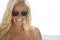 Laughing Blond Girl In Aviator Sunglasses