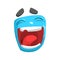 Laughing Blue Emoji Cartoon Square Funny Emotional Face Vector Colorful Isolated Sticker