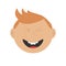 Laughing boy icon. Cute cartoon character with red hair and freckles.