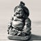 A laughing buddha in duotone