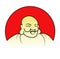 Laughing Buddha with Red Sun Vector Image