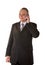 Laughing businessman calling on phone