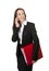 Laughing businesswoman with cell phone