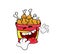 Laughing cartoon illustration of Bucket of chicken