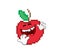 Laughing cartoon illustration of Red apple pixelated fruit graphic