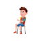 laughing caucasian boy watching comedy movie in living room cartoon vector