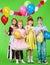 Laughing children with balloons