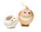 Laughing couple of garlic and onion