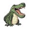 Laughing Crocodile Sticker On Isolated Tansparent Background, Png, Logo. Generative AI