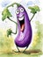 Laughing Cute Eggplant Children\\\'s Illustration for Children\\\'s Book AI Generated