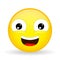 Laughing emoji. Emotion of happiness. Sweet smile emoticon.